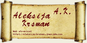 Aleksija Krsman vizit kartica